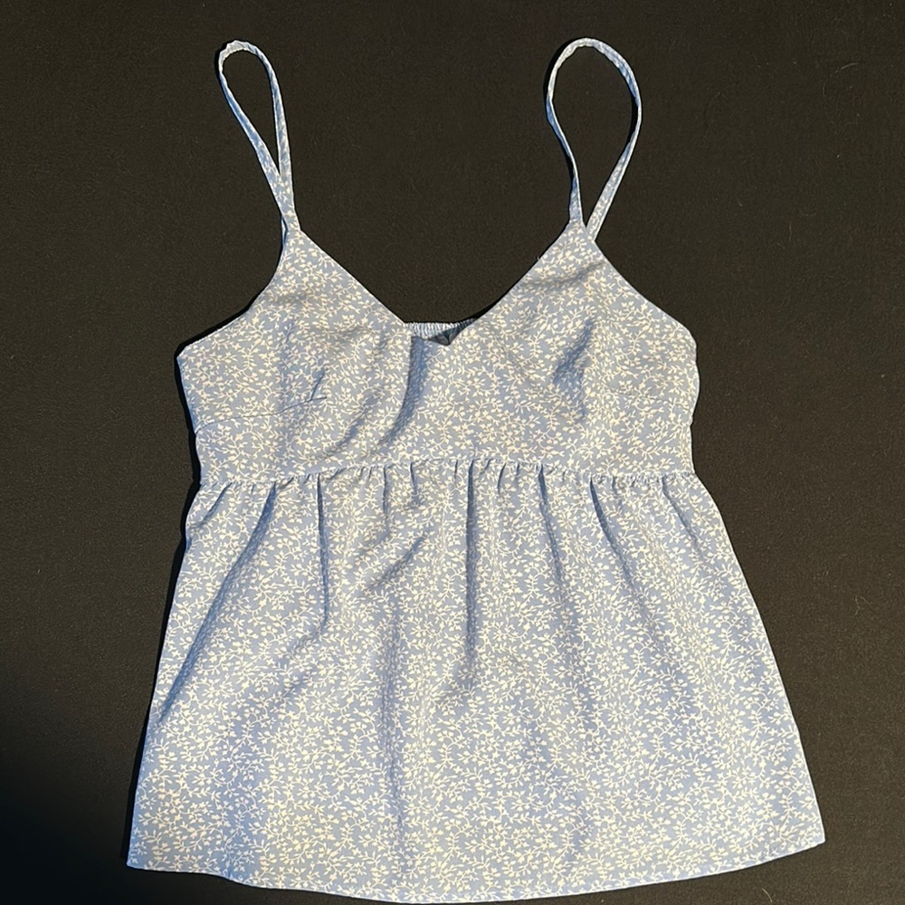 Floral Blue Spaghetti Strap Top